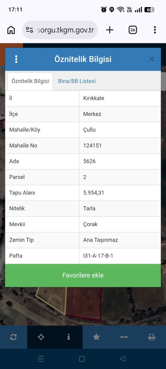 İ&F'DEN 5.954 M2 TEK TAPU TARLA CADDE CEPHELİ SU KUYUSU MEVCUT